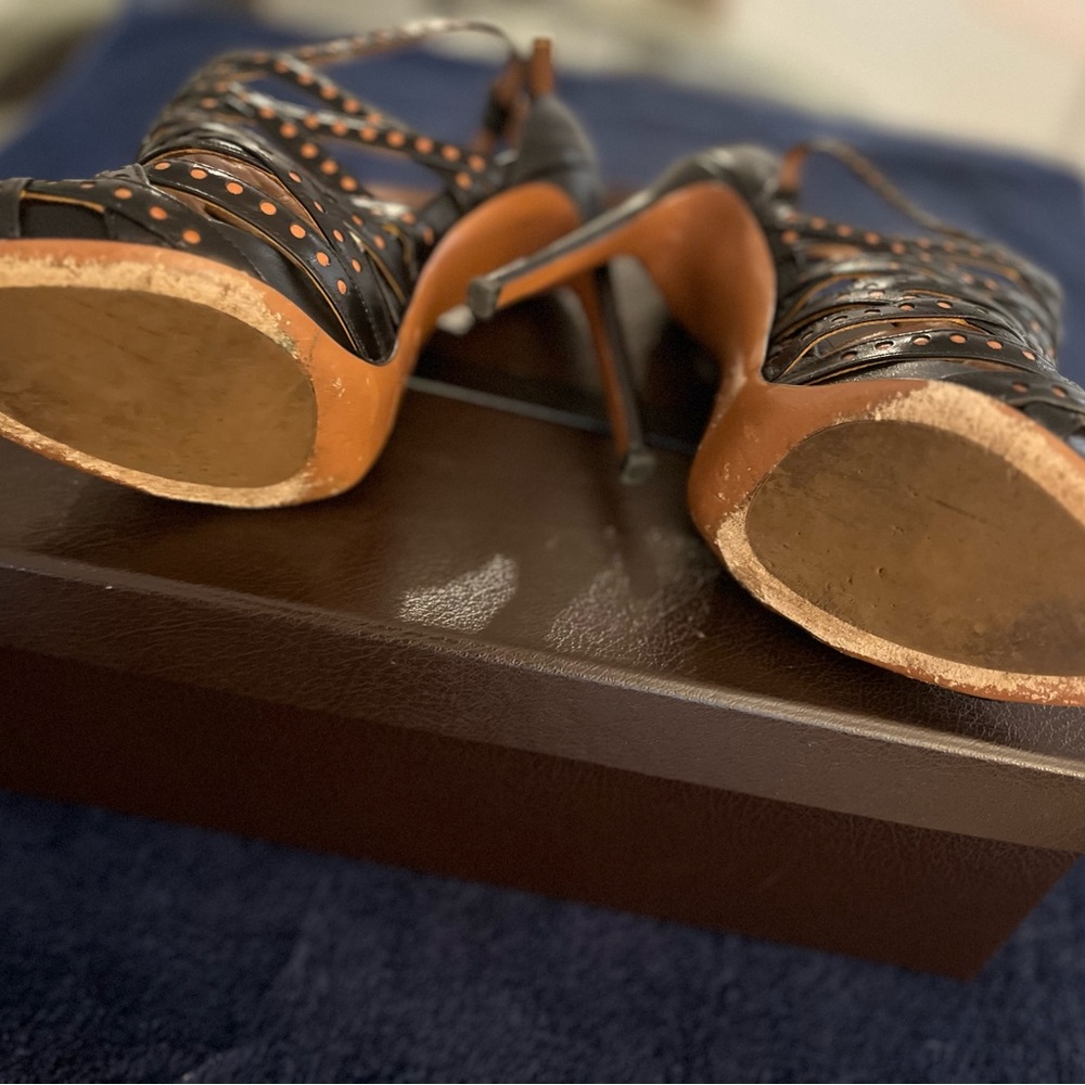 Alaia Black and Tan Strappy Heels - Picture 2 of 2